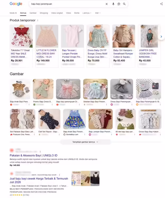 Contoh perbedaan SEO dan SEM