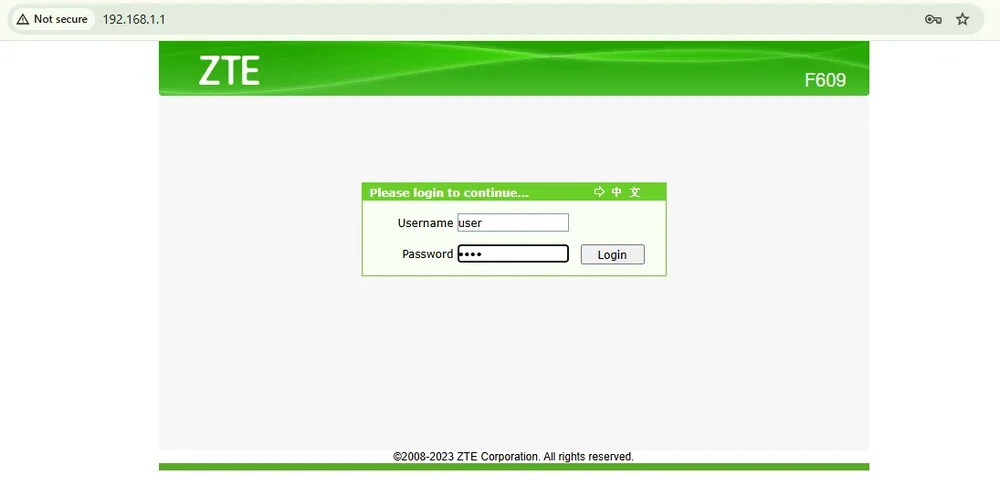 login 192.168.1.1