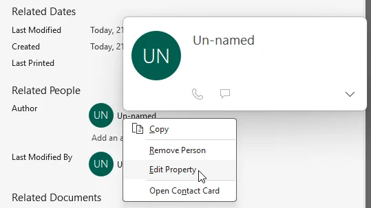 edit property auhor